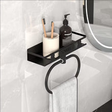 Bathroom Towel Rack with Storage Shelf shown from another angle (Rust-resistant metal)