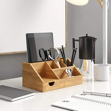 Wooden Bamboo Desk Organizer shown from another angle (Bamboo Wood)
