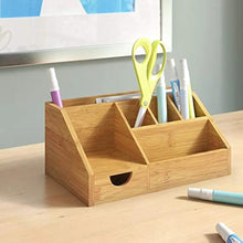 Wooden Bamboo Desk Organizer shown from another angle (Bamboo Wood)