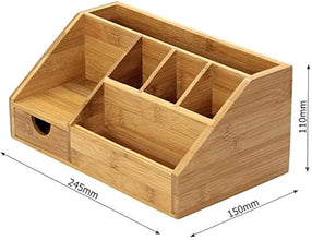 Wooden Bamboo Desk Organizer shown from another angle (Bamboo Wood)