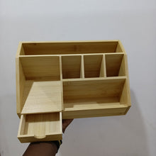 Wooden Bamboo Desk Organizer shown from another angle (Bamboo Wood)