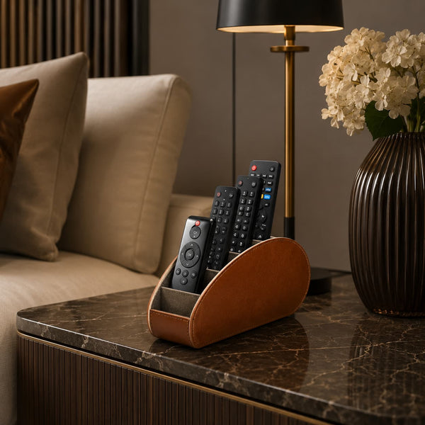 PU Leather Remote Control Holder & Storage Organizer — PU Leather, Arvani Home Essentials