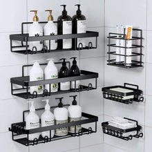 5PC Metallic Carbon Shower Caddy Shelf Set — Metallic Carbon, Arvani Home Essentials