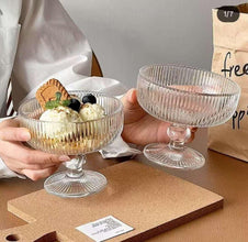 6-Piece High Borosilicate Ribbed Dessert & Ice Cream Glass Goblet Set shown from another angle (High Borosilicate Glass)
