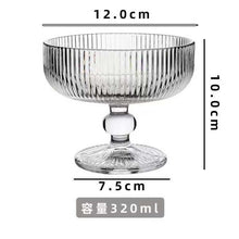 6-Piece High Borosilicate Ribbed Dessert & Ice Cream Glass Goblet Set shown from another angle (High Borosilicate Glass)
