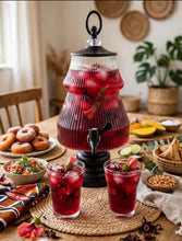 7PC Ribbed Glass Juice Dispenser Set with Tap & 6 Glasses – view 3