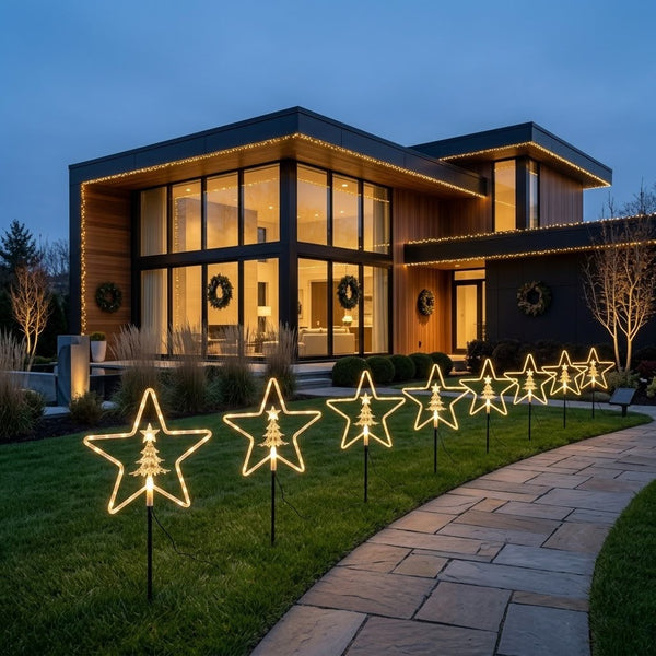 Solar Christmas Garden Pathway Lights 4-Piece Set