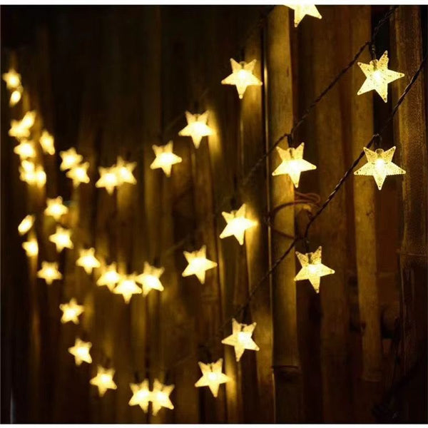 Solar Powered Outdoor Star Fairy Lights 12M
