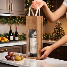 Rustic Christmas Jute Rope Wine Bottle Bags – view 2