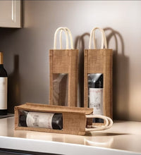 Rustic Christmas Jute Rope Wine Bottle Bags – view 5