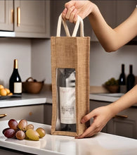 Rustic Christmas Jute Rope Wine Bottle Bags – view 4