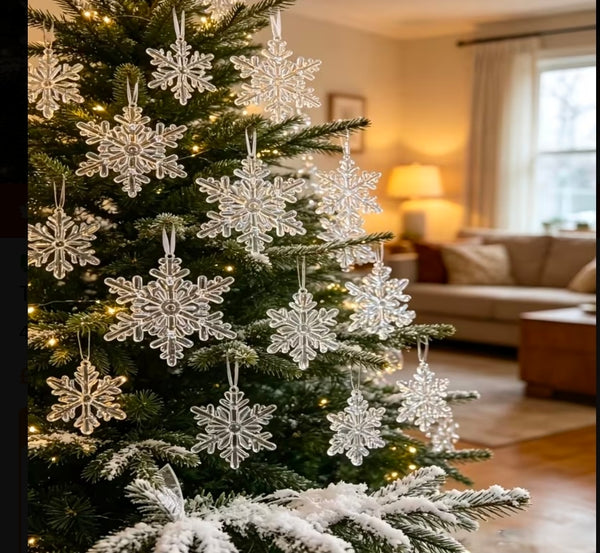 Set of 12 Crystal Clear Icicle Christmas Ornaments