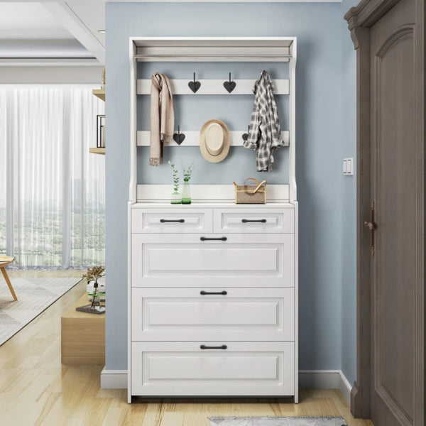 24cm Slim Multi-Function Hallway Shoe Cabinet with Coat Rack