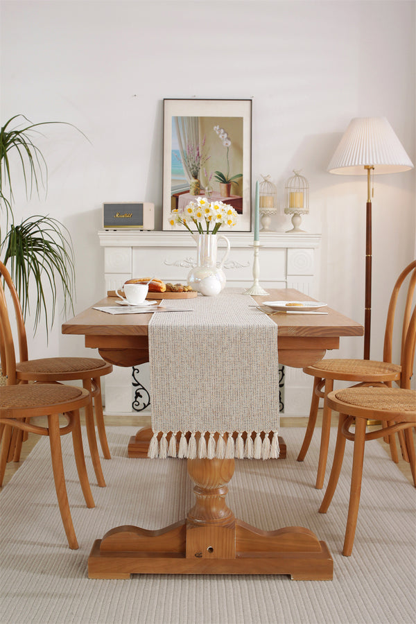 Modern Dining Table Runner with Tassel Edges