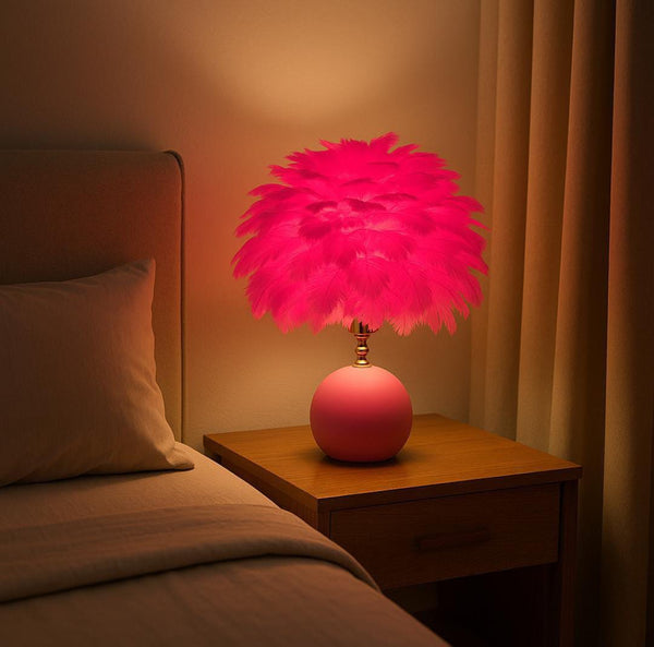 Yellow Feather Bedside Lamp