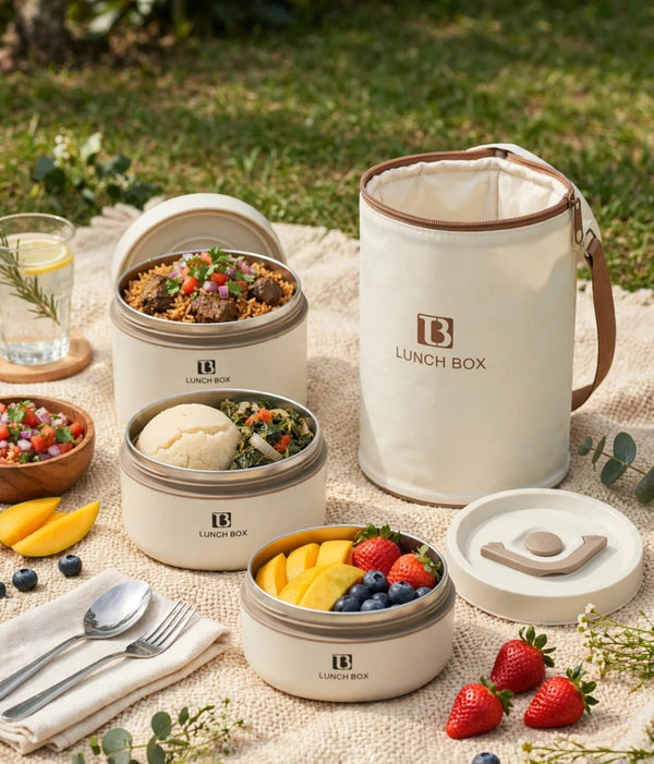 1460ml 3-Tier Insulated Lunch Box Set