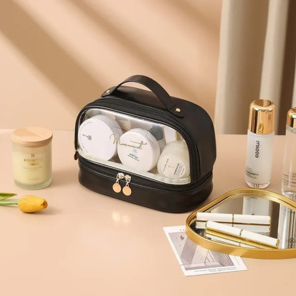 Portable Travel Cosmetic Bag with Compartments