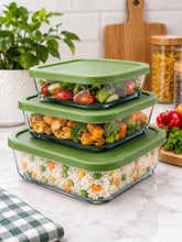 Square 3-Piece Glass Food Storage Containers