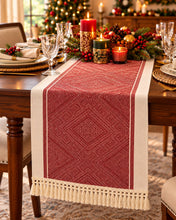240cm Red & Cream Christmas Table Runner