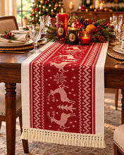 240cm Red & Cream Christmas Table Runner – view 2