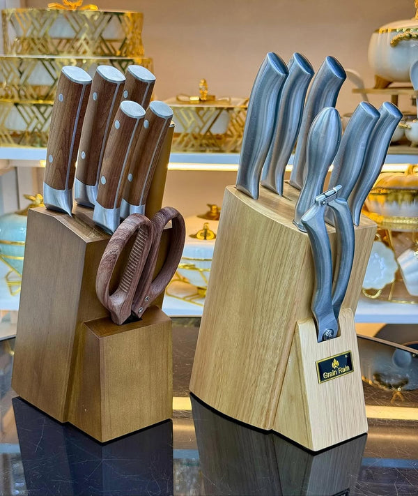 8-Piece Stainless Steel Knife Set with Wooden Block
