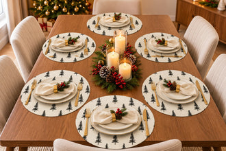 6-Piece White Christmas Tree Round Placemats – view 2