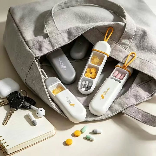 Portable 3-Grid Medicine Storage Box