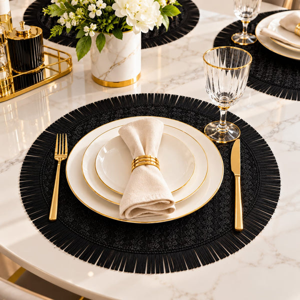 6-Piece Double-Sided Leather Table Mats Set