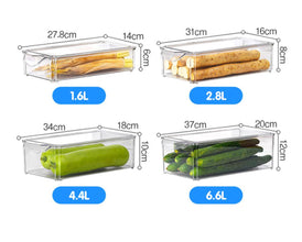 4 pcs Big capacity BPA-Free Stackable acrylic Fridge Organizer Bins with Lids shown from another angle (Acrylic)
