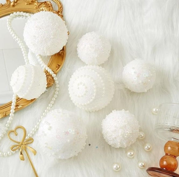 6pc Big size luxe white decor balls shown from another angle (Home Decor)