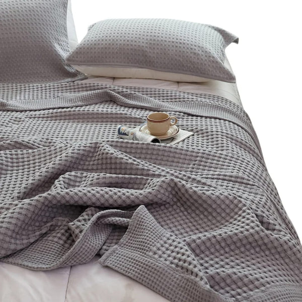 Waffle Bed Coverlet Set with pillow cases — Pink, Burnt Orange, White, Grey & Green, Arvani Home Essentials