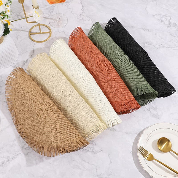 Round Elegant Braided table mats — Black & Brown, Arvani Home Essentials