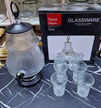 7PC Ribbed Glass Juice Dispenser Set with Tap & 6 Glasses – view 4
