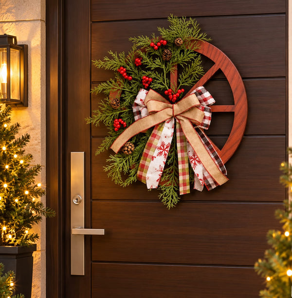 40cm Christmas Rustic Wagon Wheel Garland
