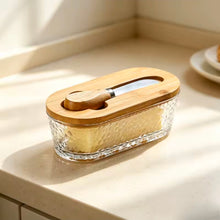 300ml Glass Butter Dish with Bamboo Lid & Spread Knife – view 2