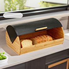 Bamboo Bread Box with Black Roll-Top Lid – view 3
