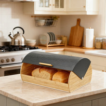 Bamboo Bread Box with Black Roll-Top Lid – view 4