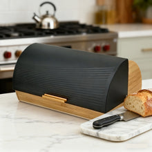 Bamboo Bread Box with Black Roll-Top Lid – view 5
