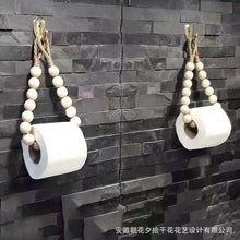 Natural Wood Beaded Toilet Paper Holder – view 4