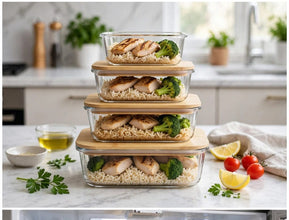 4-Piece Square Borosilicate Glass Food Storage Container Set – view 4