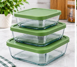 Square 3-Piece Glass Food Storage Containers – view 4