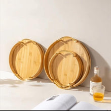 3-in-1 Round Bamboo Serving & Décor Tray Set – view 4