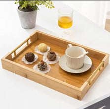 3-Piece Bamboo Serving Tray Set with Gold Handles – view 4