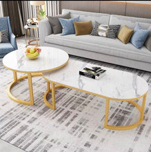 White Marble-Effect Glass Nesting Coffee Tables – view 2