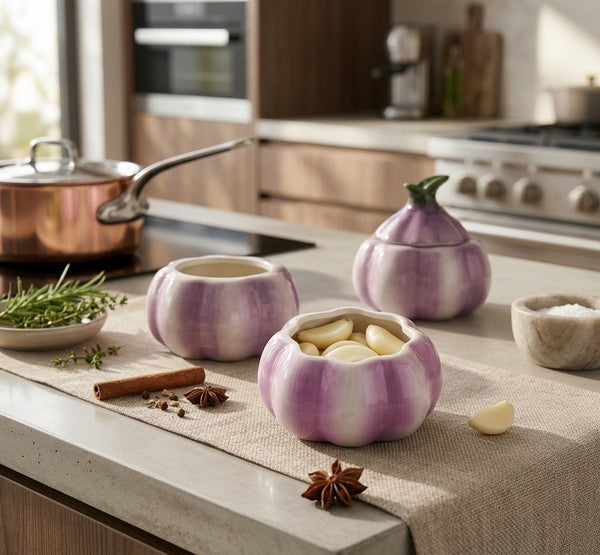 Purple Garlic Ceramic Multifunction Storage Jar