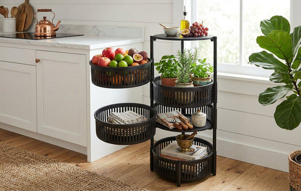 4-Layer Plastic Rotating Fruit Rack